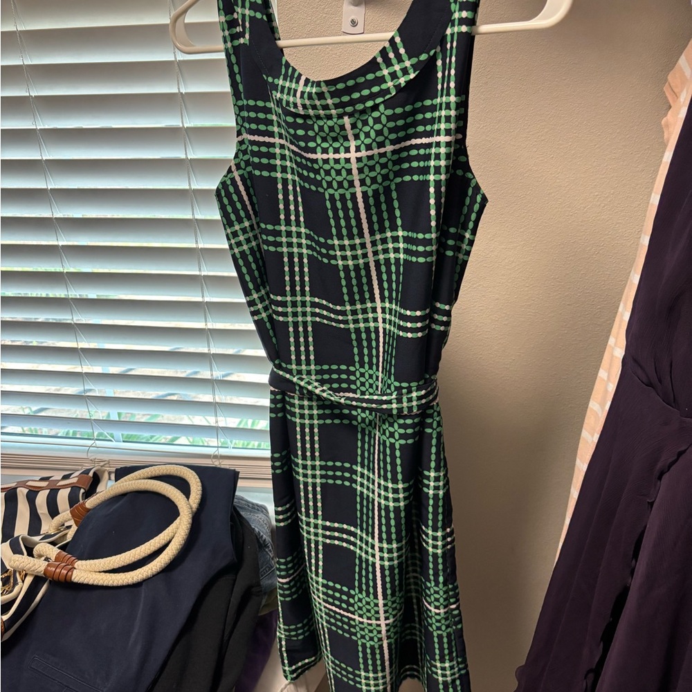 Banana Republic Green and White Fit and Flare Midi Dress